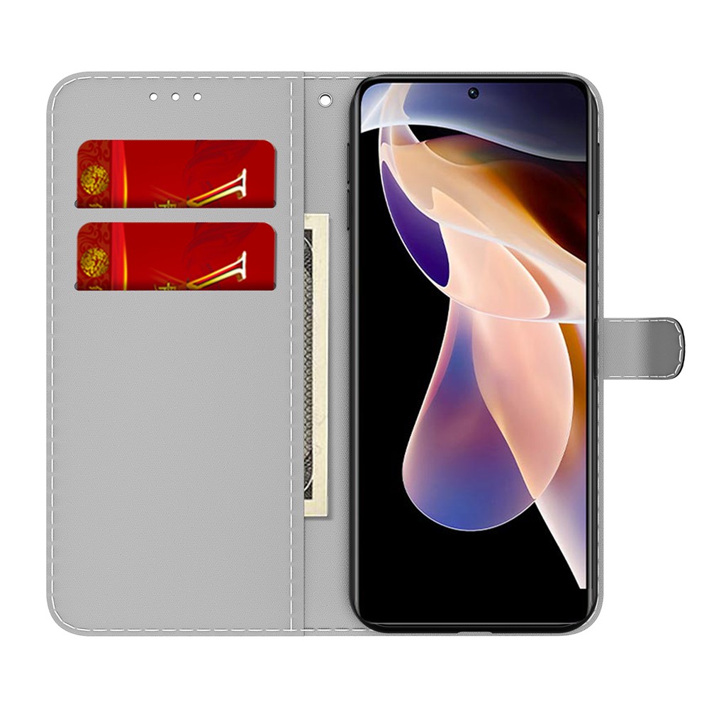 Stylish Fog Pattern Printing PU Leather Magnetic Clasp Shockproof Flip Folio Stand Wallet Phone Case for Xiaomi Redmi Note 11 Pro/Note 11 Pro+ - Cyan-4