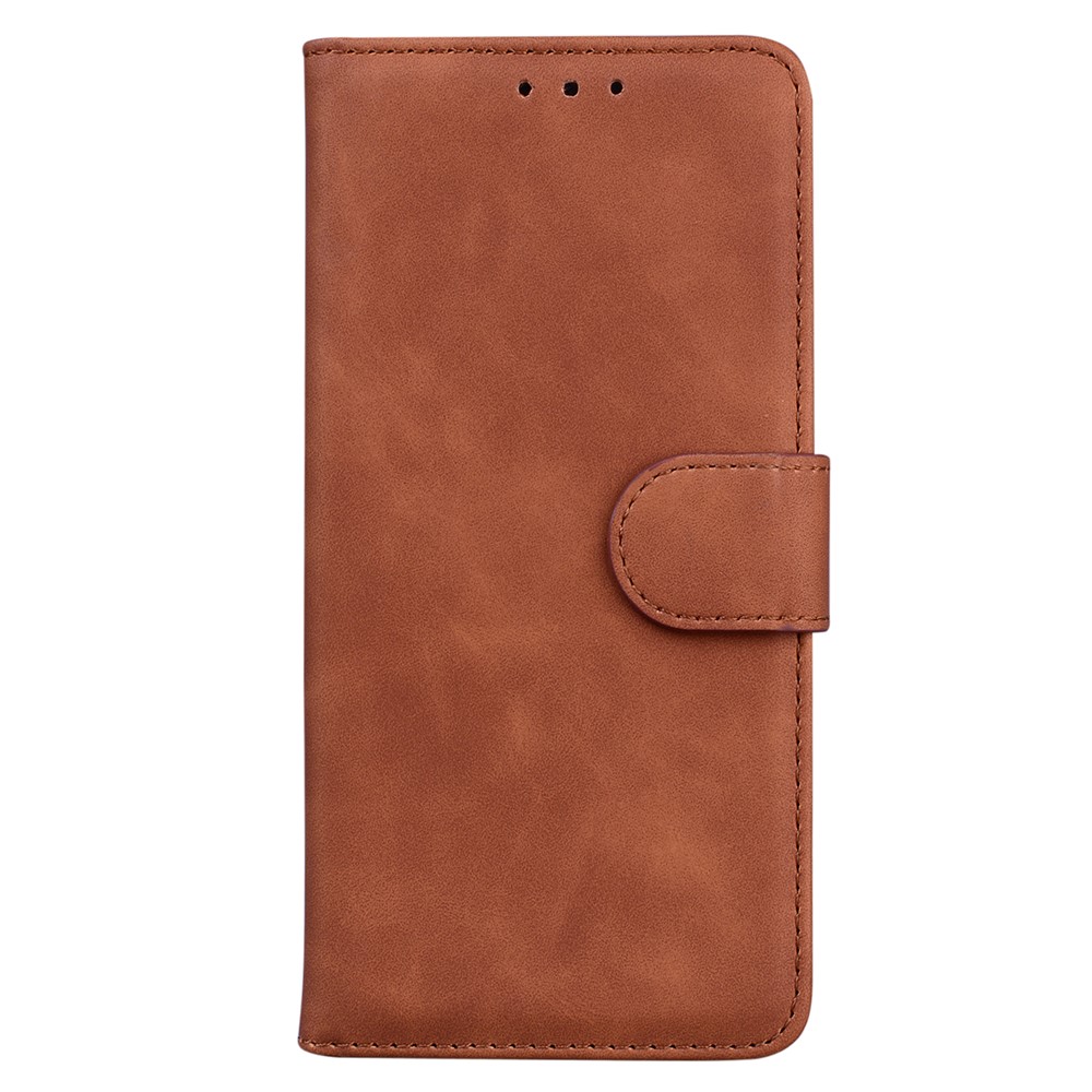 Drop-proof Protection Solid Color Phone Cover Premium PU Leather Wallet Flip Case with Stand for Xiaomi Redmi Note 11/Poco M4 Pro 5G - Brown-2