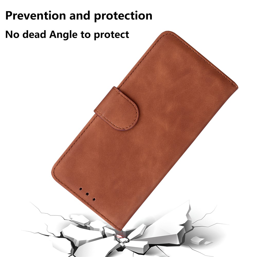 Para Xiaomi Redmi Note 11 5G (China) (mediatek)/nota 11T 5g/nota 11S 5G Protección a Prueba de Caída Teléfono de Color Sólido Tapa de Cuero PU Case de Cuero PU Con Soporte - Marrón-6