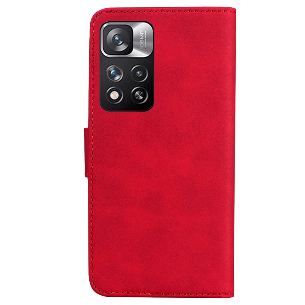 Solid Color Magnetic Clasp Phone Cover PU Leather Wallet Flip Case with Stand for Xiaomi Redmi Note 11 Pro/Note 11 Pro+ - Red-3