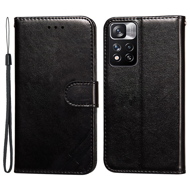 Imprinted Three Stripes Pattern Phone Case Dual-sided Magnetic Clasp Stand PU Leather and TPU Wallet Cover for Xiaomi Redmi Note 11 Pro/Note 11 Pro+ - Black-1