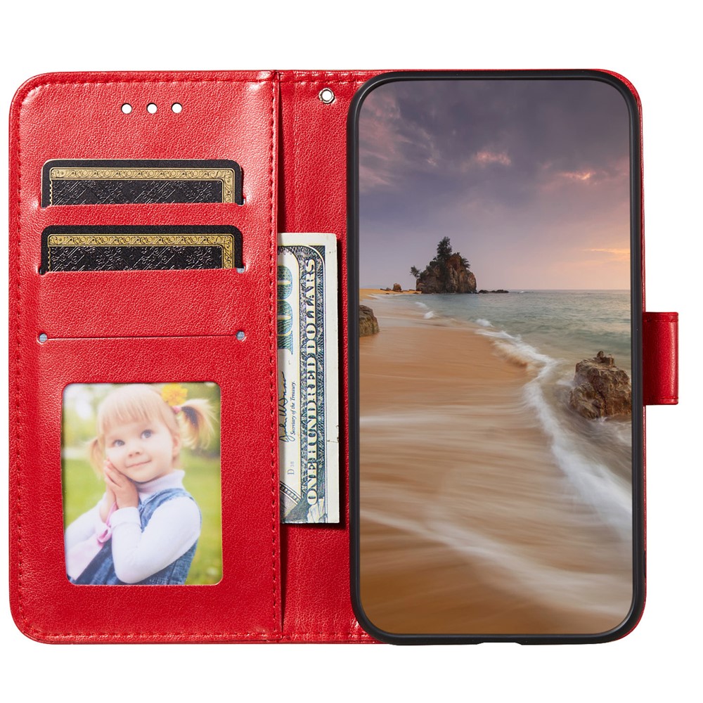Magnetic Design Anti-fall Solid Color PU Leather Wallet Stand Flip Cover Phone Case with Wrist Strap for Xiaomi Poco M4 Pro 5G / Redmi Note 11 - Red-4