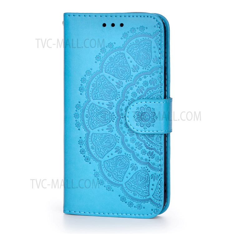 Flip Imprint Flower Soft TPU+PU Leather Wallet Stand Cover Case for Xiaomi Redmi Note 11 / Poco M4 Pro 5G - Blue-2