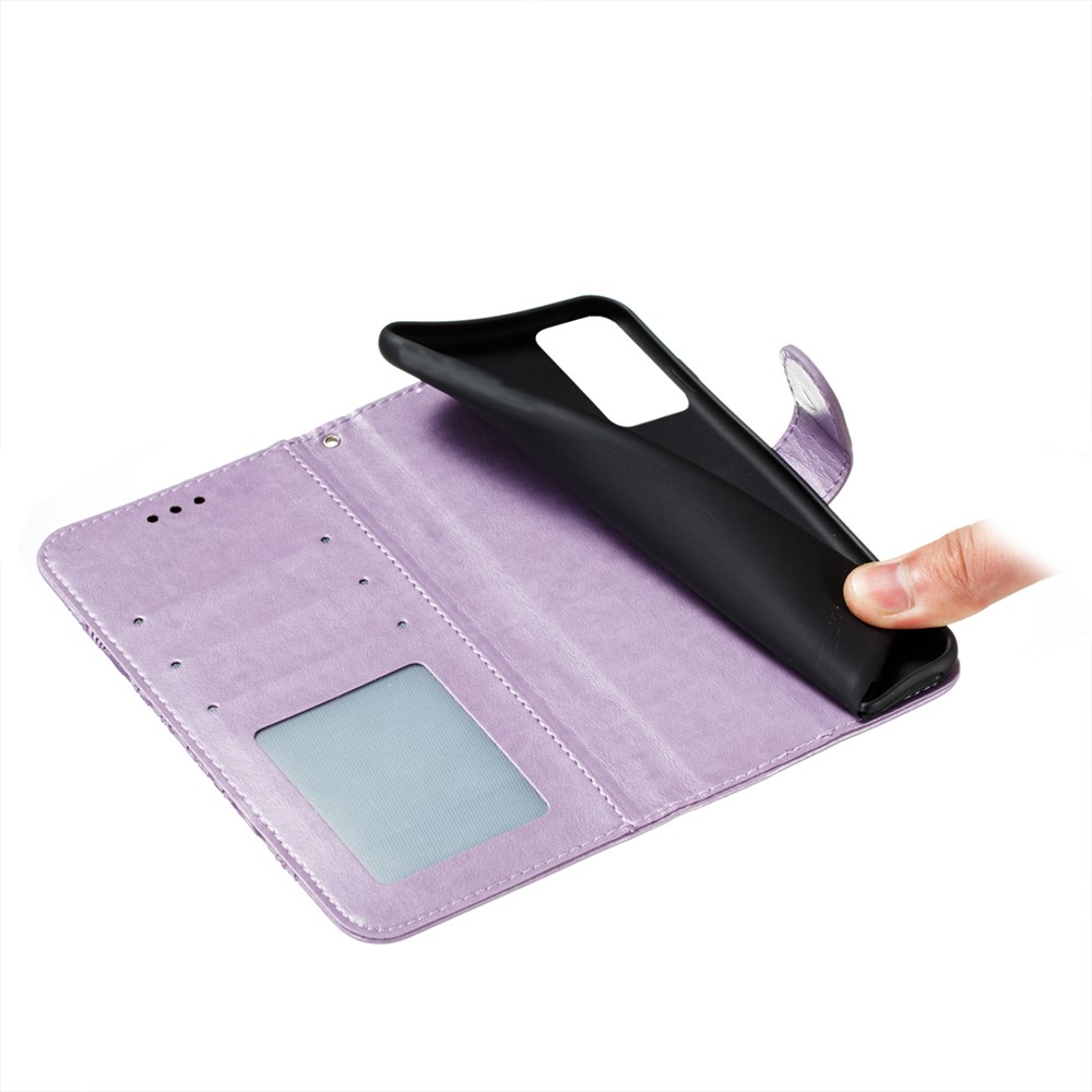 PU Leather Wallet Case Mandala Flower Imprinted Stand Full-body Protective Cover with Strap for Xiaomi Redmi Note 11 / Poco M4 Pro 5G - Purple-9