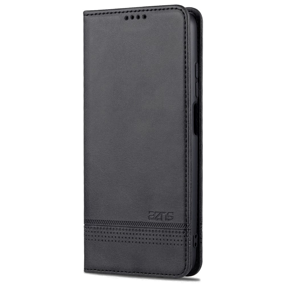 AZNS Auto-absorbed Wallet Design PU Leather Shockproof Phone Stand Cover Case for Xiaomi Redmi Note 11/Poco M4 Pro 5G - Black-2