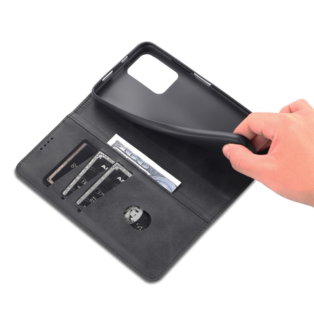 AZNS Auto-absorbed Wallet Design PU Leather Shockproof Phone Stand Cover Case for Xiaomi Redmi Note 11/Poco M4 Pro 5G - Black-8
