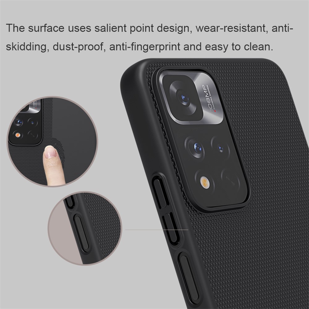 NILLKIN Super Frosted Shield Series Anti-Slip Matte Coating Surface Hard PC Protective Case for Xiaomi Redmi Note 11 Pro / Note 11 Pro+ - Black-5