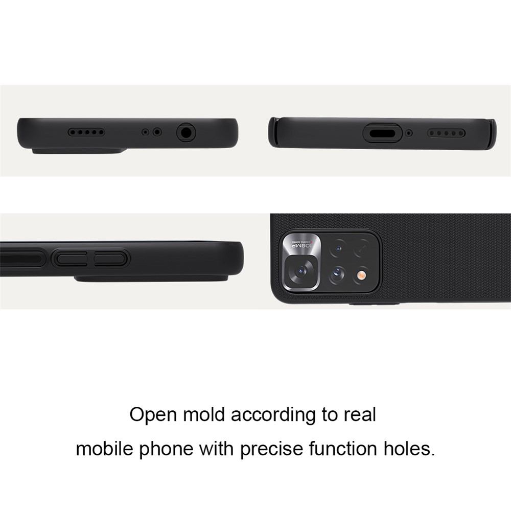 NILLKIN Super Frosted Shield Series Anti-Slip Matte Coating Surface Hard PC Protective Case for Xiaomi Redmi Note 11 Pro / Note 11 Pro+ - Black-6