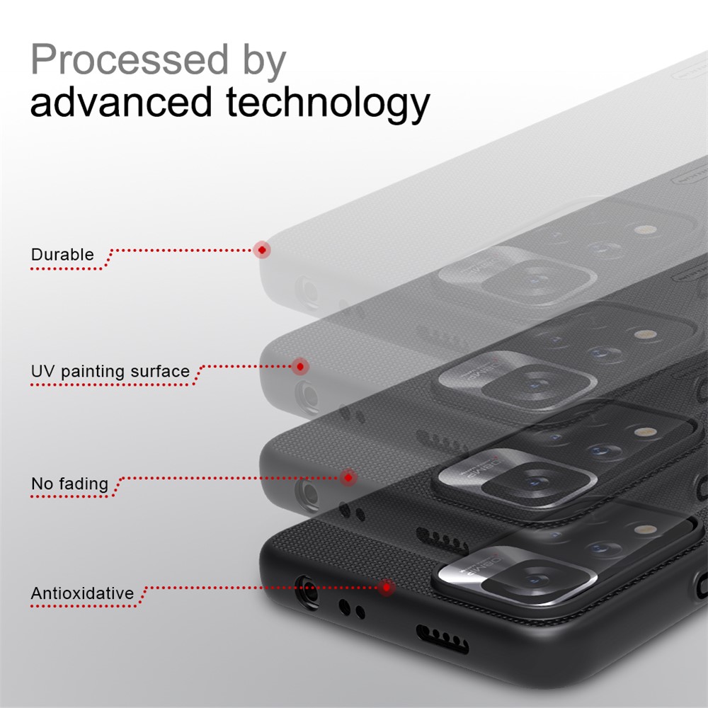 NILLKIN Super Frosted Shield Series Anti-Slip Matte Coating Surface Hard PC Protective Case for Xiaomi Redmi Note 11 Pro / Note 11 Pro+ - Black-7