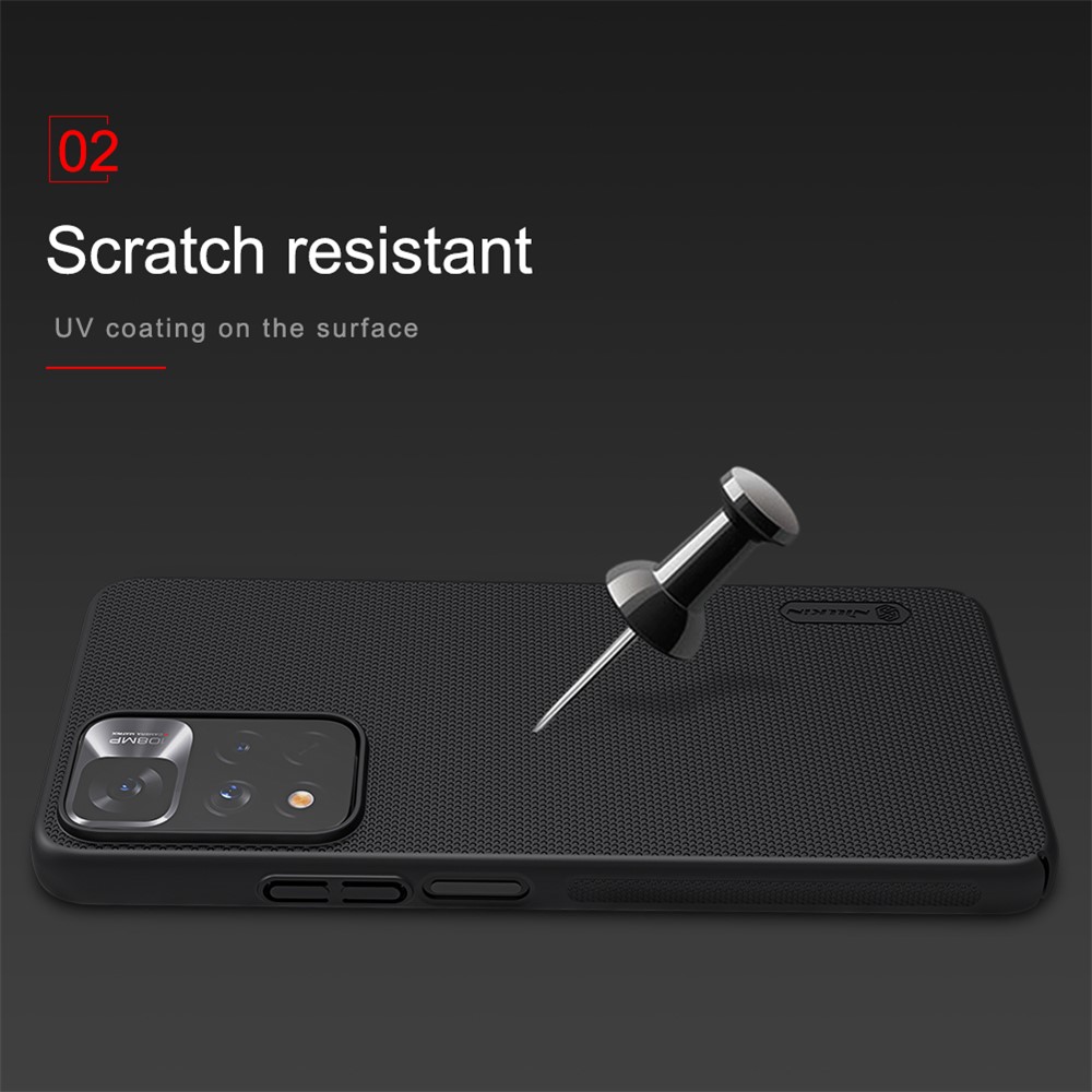 Serie di Scudo Super Glassati Nillkin Serie di Rivestimento Opaco Anti-slip Custodia Protettiva Per PC Per PC Per Xiaomi Redmi Note 11 Pro 5G (cina) (MediaTek)/11 Pro+ 5G - Nero-8