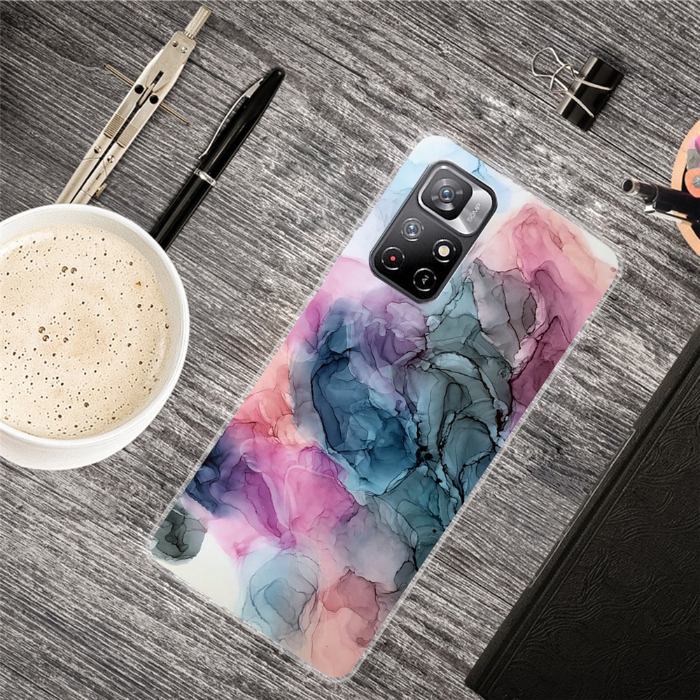 Marble Pattern Stylish Ultra Slim Soft TPU IMD Protective Case for Xiaomi Redmi Note 11 / Poco M4 Pro 5G - Style A-2