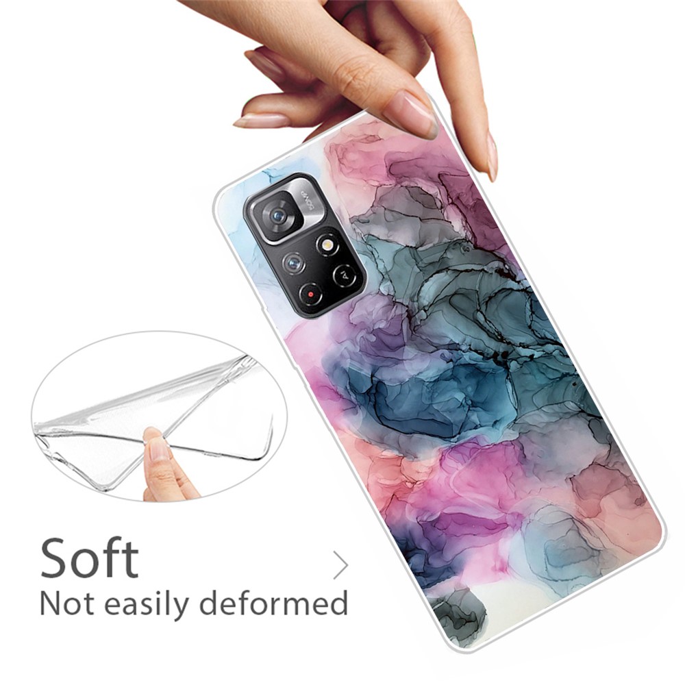 Marble Pattern Stylish Ultra Slim Soft TPU IMD Protective Case for Xiaomi Redmi Note 11 / Poco M4 Pro 5G - Style A-3
