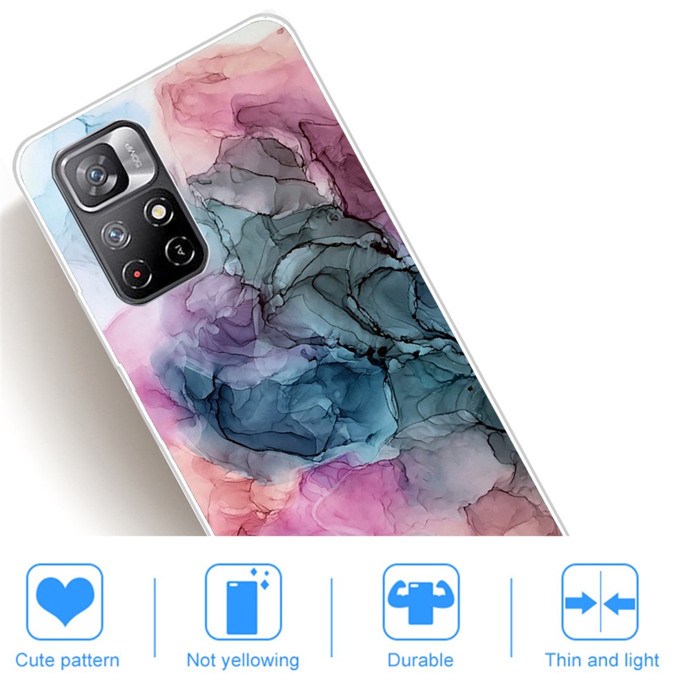 Marble Pattern Stylish Ultra Slim Soft TPU IMD Protective Case for Xiaomi Redmi Note 11 / Poco M4 Pro 5G - Style A-4