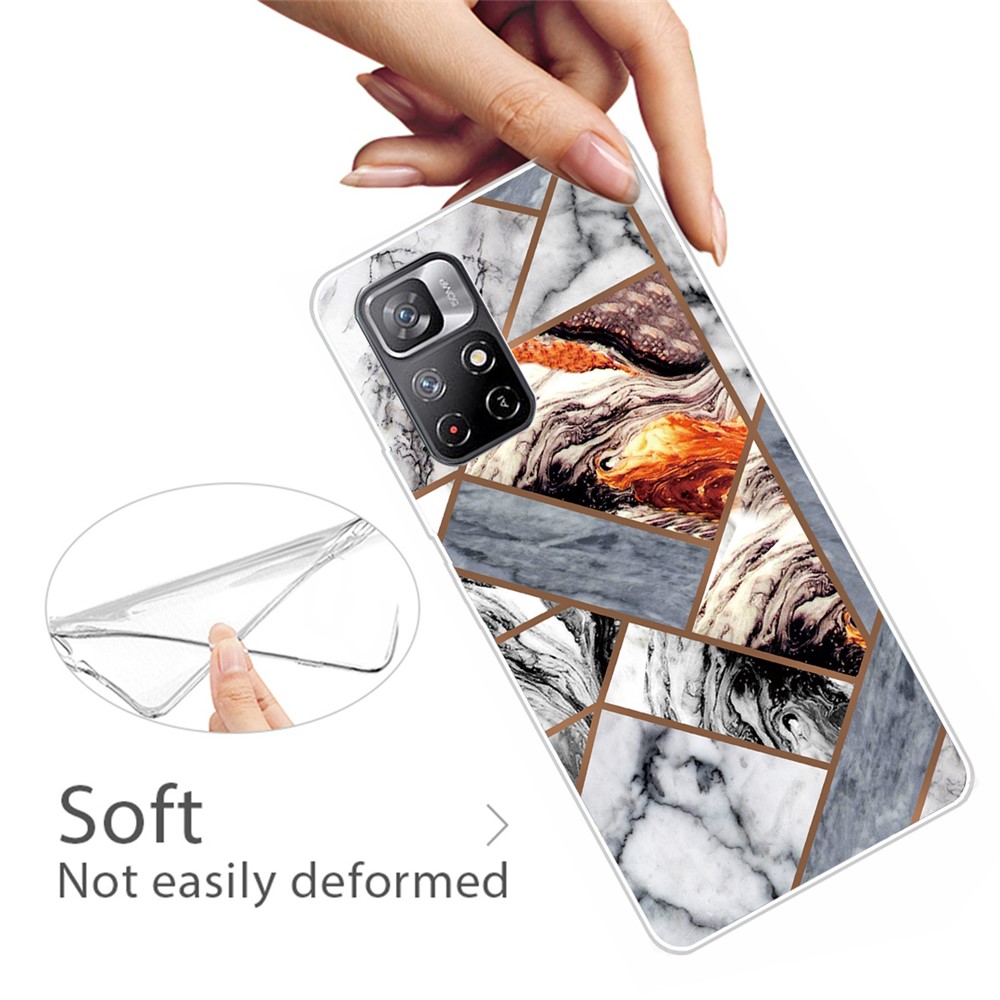 IMD Slim Soft Flexible TPU Marble Pattern Printing Protective Cover for Xiaomi Redmi Note 11 / Poco M4 Pro 5G - Style A-3
