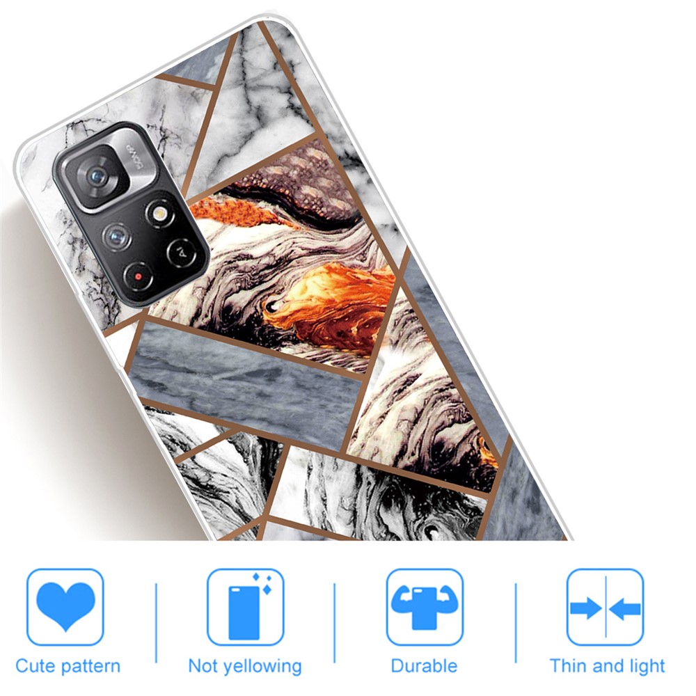 IMD Slim Soft Flexible TPU Marble Pattern Printing Protective Cover for Xiaomi Redmi Note 11 / Poco M4 Pro 5G - Style A-4