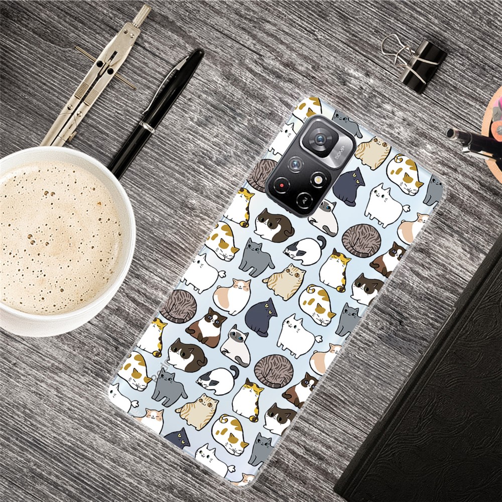 Shockproof Pattern Printing TPU Protective Phone Case for Xiaomi Redmi Note 11 Pro+ / Redmi Note 11 Pro - Cartoon Cat-2