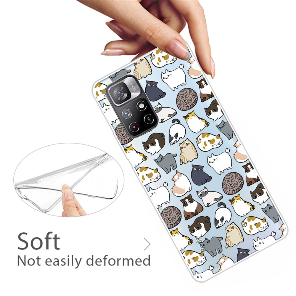 Shockproof Pattern Printing TPU Protective Phone Case for Xiaomi Redmi Note 11 Pro+ / Redmi Note 11 Pro - Cartoon Cat-3