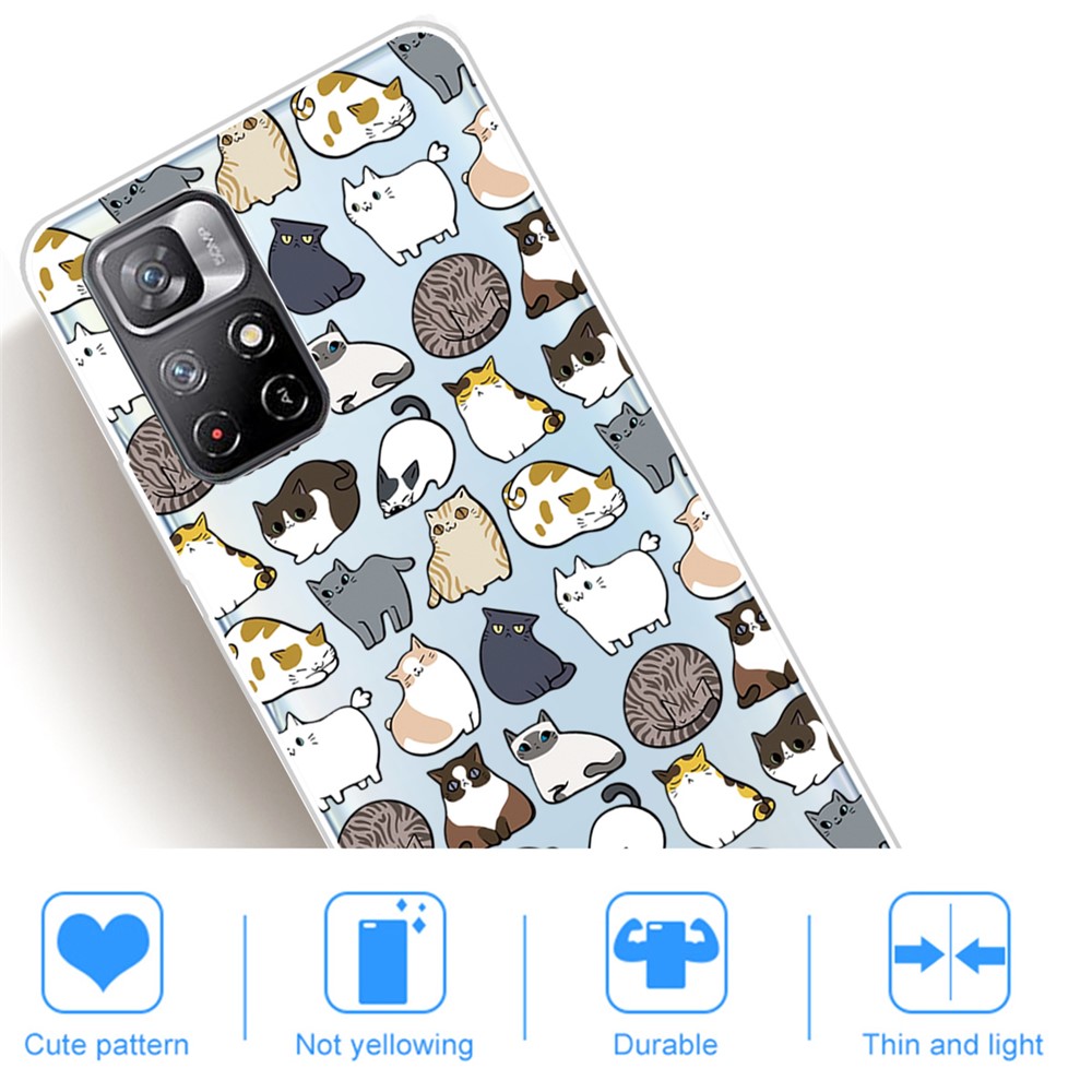 Shockproof Pattern Printing TPU Protective Phone Case for Xiaomi Redmi Note 11 Pro+ / Redmi Note 11 Pro - Cartoon Cat-4