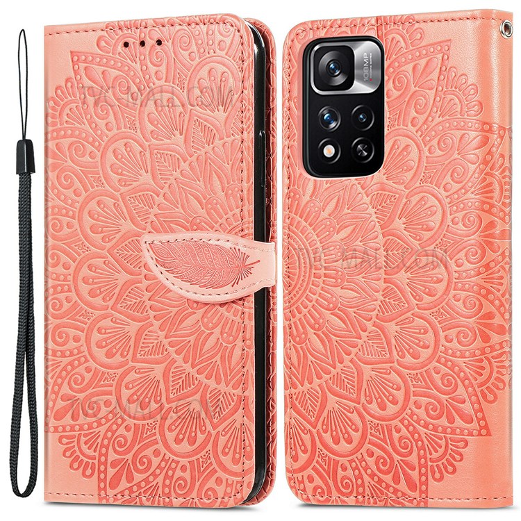 Dream Wings Pattern Imprinted PU Leather Wallet Flip Case Soft TPU Stand Magnetic Cover with Strap for Xiaomi Redmi Note 11 Pro / Note 11 Pro+ - Orange-1
