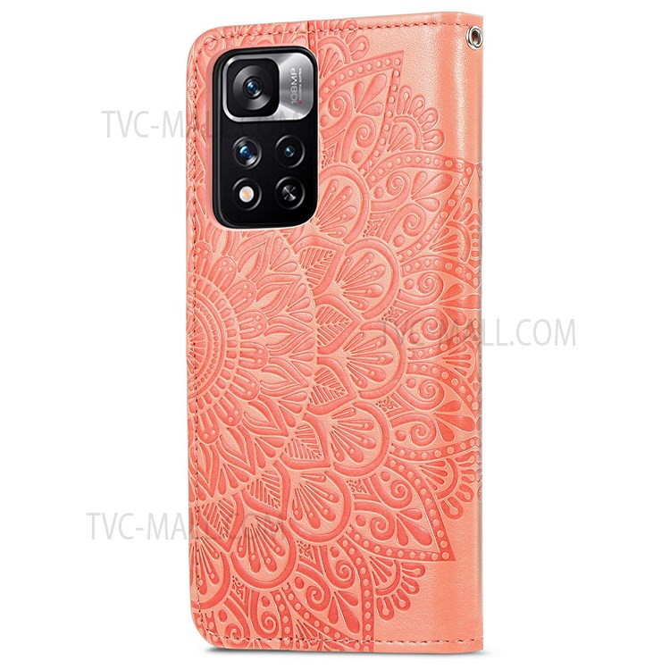 Dream Wings Pattern Imprinted PU Leather Wallet Flip Case Soft TPU Stand Magnetic Cover with Strap for Xiaomi Redmi Note 11 Pro / Note 11 Pro+ - Orange-11