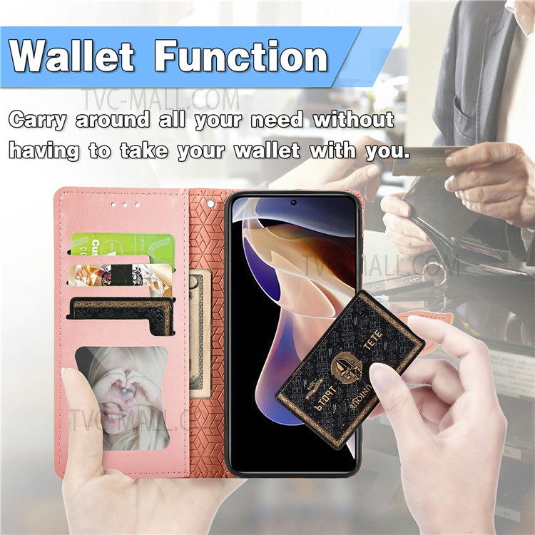 Dream Wings Pattern Imprinted PU Leather Wallet Flip Case Soft TPU Stand Magnetic Cover with Strap for Xiaomi Redmi Note 11 Pro / Note 11 Pro+ - Orange-7