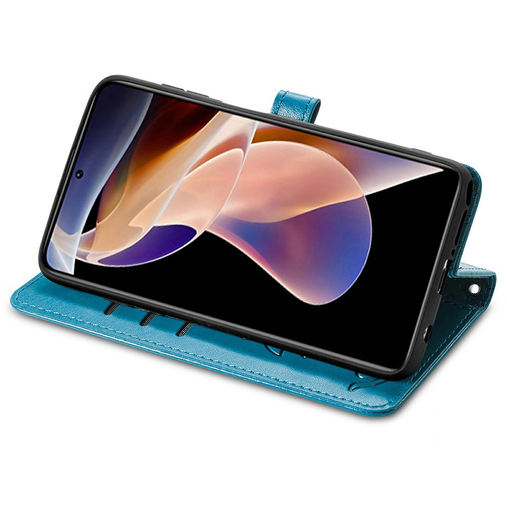 Cat Dog Pattern Imprinted Magnetic PU Leather Phone Case Wallet Stand Folio Flip Protective Cover with Strap for Xiaomi Redmi Note 11 Pro / Note 11 Pro+ - Blue-4