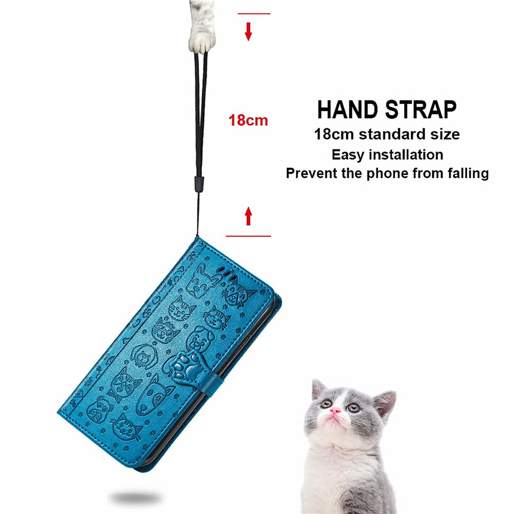 Cat Dog Pattern Imprinted Magnetic PU Leather Phone Case Wallet Stand Folio Flip Protective Cover with Strap for Xiaomi Redmi Note 11 Pro / Note 11 Pro+ - Blue-6