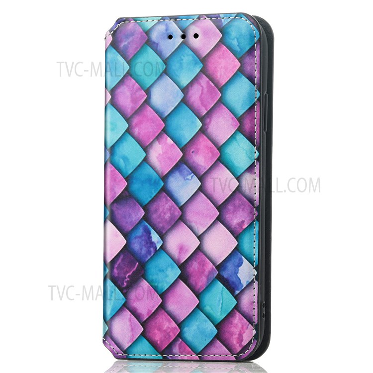 CASENEO 001 Series Pattern Printing RFID Blocking Leather Case Wallet Stand Flip Auto Closing Magnetic Cover for Xiaomi Redmi Note 11 Pro / Note 11 Pro+ - Purple Scale-9