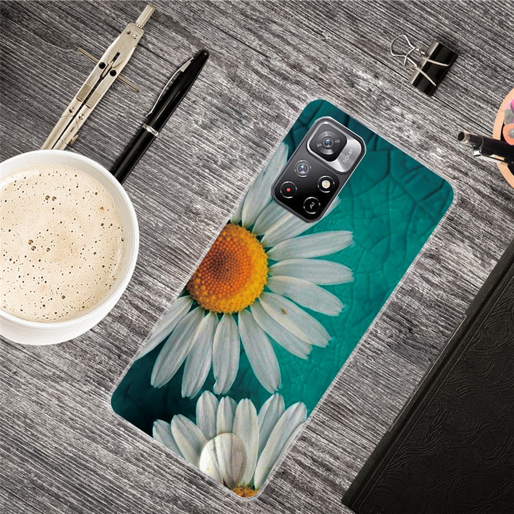 Pattern Printing Thin Light Soft TPU Phone Protective Case Shell for Xiaomi Redmi Note 11 Pro/Note 11 Pro+ - Chrysanthemum-2