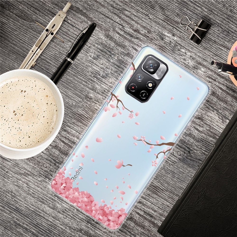 Pattern Printing Thin Light Soft TPU Phone Protective Case Shell for Xiaomi Redmi Note 11 Pro/Note 11 Pro+ - Falling Flower-2