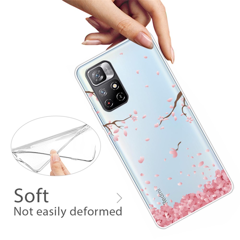 Pattern Printing Thin Light Soft TPU Phone Protective Case Shell for Xiaomi Redmi Note 11 Pro/Note 11 Pro+ - Falling Flower-3