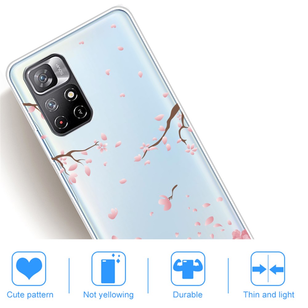 Pattern Printing Thin Light Soft TPU Phone Protective Case Shell for Xiaomi Redmi Note 11 Pro/Note 11 Pro+ - Falling Flower-4