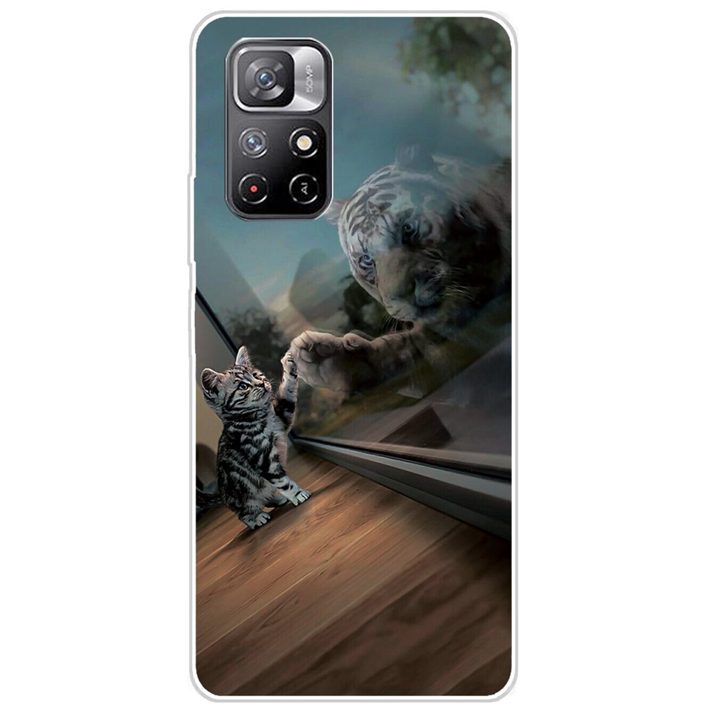 Pattern Printing Thin Light Soft TPU Phone Protective Case Shell for Xiaomi Redmi Note 11 Pro/Note 11 Pro+ - Mirror Cat-1