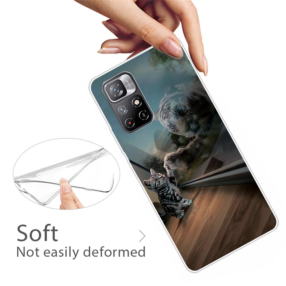 Pattern Printing Thin Light Soft TPU Phone Protective Case Shell for Xiaomi Redmi Note 11 Pro/Note 11 Pro+ - Mirror Cat-3