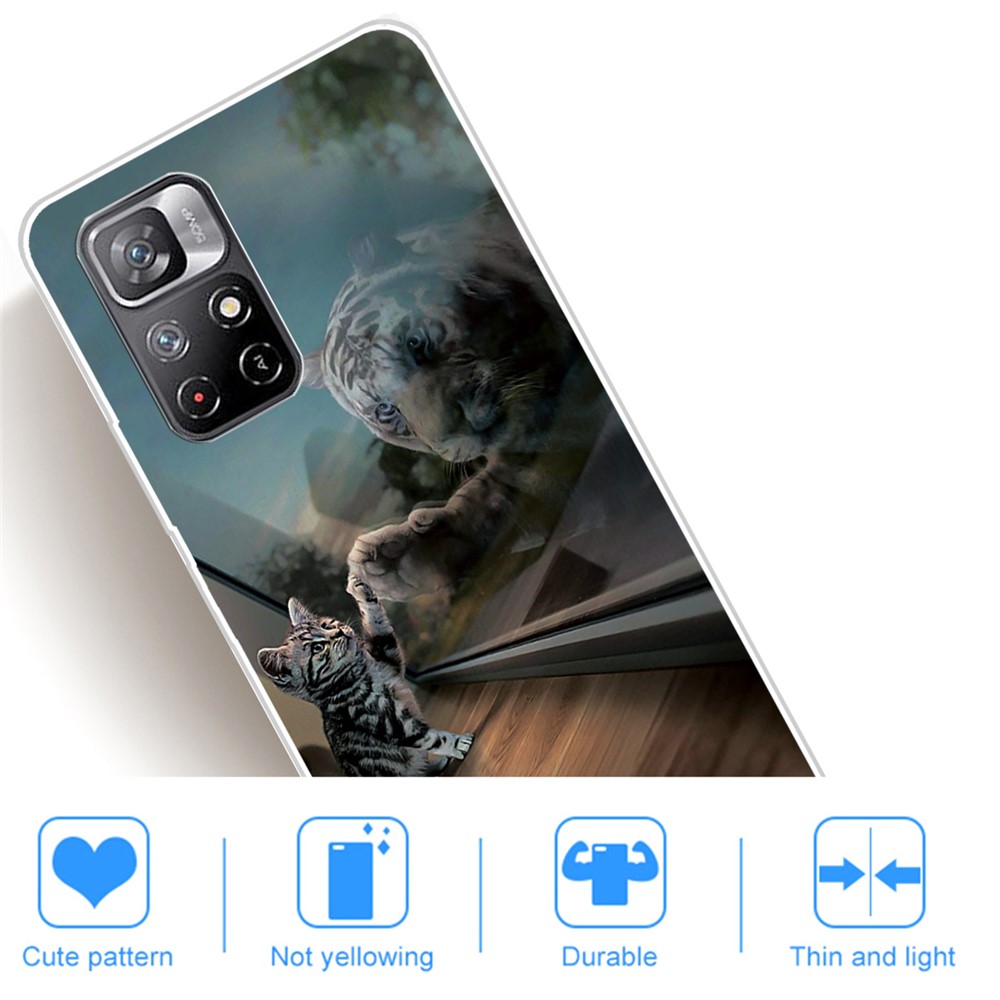 Pattern Printing Thin Light Soft TPU Phone Protective Case Shell for Xiaomi Redmi Note 11 Pro/Note 11 Pro+ - Mirror Cat-4