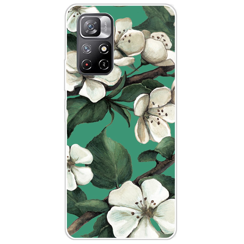 Pattern Printing Thin Light Soft TPU Phone Protective Case Shell for Xiaomi Redmi Note 11 Pro/Note 11 Pro+ - White Flower-1