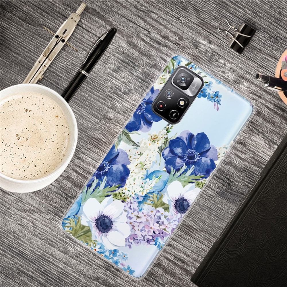Pattern Printing Thin Light Soft TPU Phone Protective Case Shell for Xiaomi Redmi Note 11 Pro/Note 11 Pro+ - Watercolor Flower-2