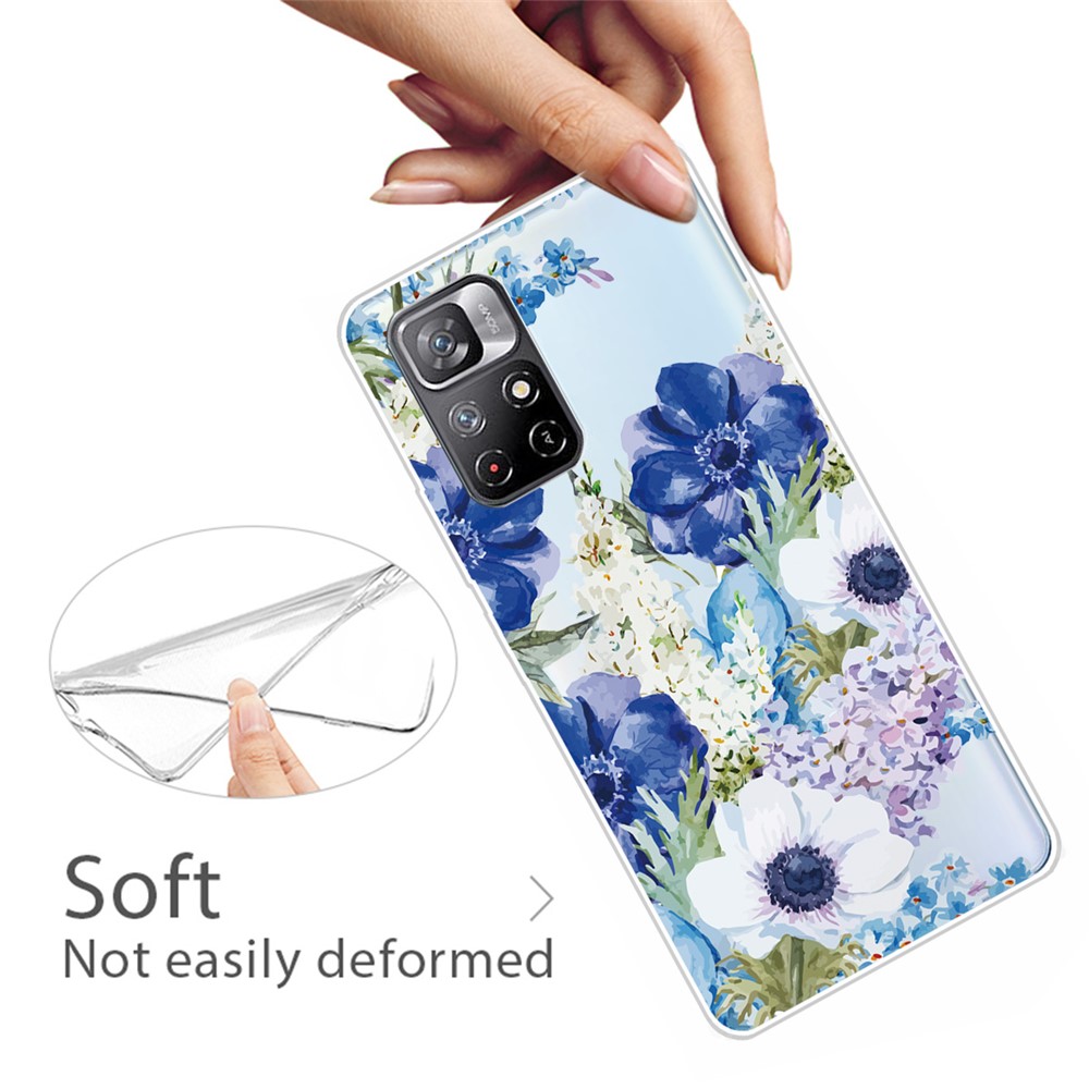 Pattern Printing Thin Light Soft TPU Phone Protective Case Shell for Xiaomi Redmi Note 11 Pro/Note 11 Pro+ - Watercolor Flower-3
