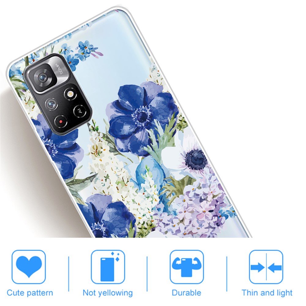 Pattern Printing Thin Light Soft TPU Phone Protective Case Shell for Xiaomi Redmi Note 11 Pro/Note 11 Pro+ - Watercolor Flower-4