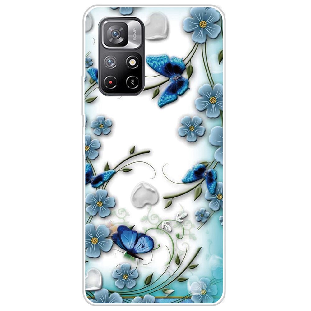 Pattern Printing Thin Light Soft TPU Phone Protective Case Shell for Xiaomi Redmi Note 11 Pro/Note 11 Pro+ - Butterfly and Flower-1