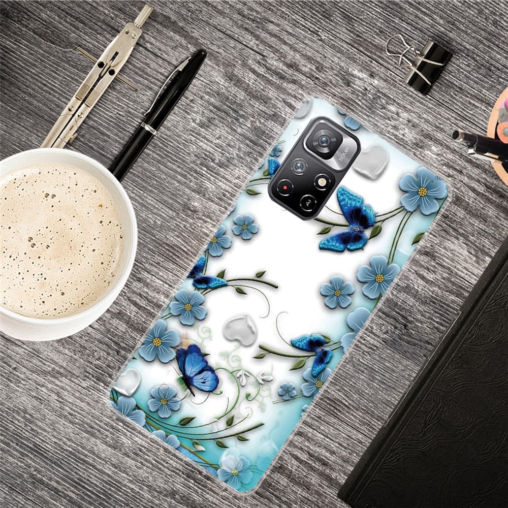 Pattern Printing Thin Light Soft TPU Phone Protective Case Shell for Xiaomi Redmi Note 11 Pro/Note 11 Pro+ - Butterfly and Flower-2