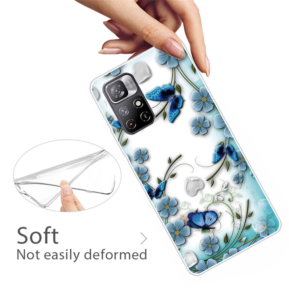 Pattern Printing Thin Light Soft TPU Phone Protective Case Shell for Xiaomi Redmi Note 11 Pro/Note 11 Pro+ - Butterfly and Flower-3
