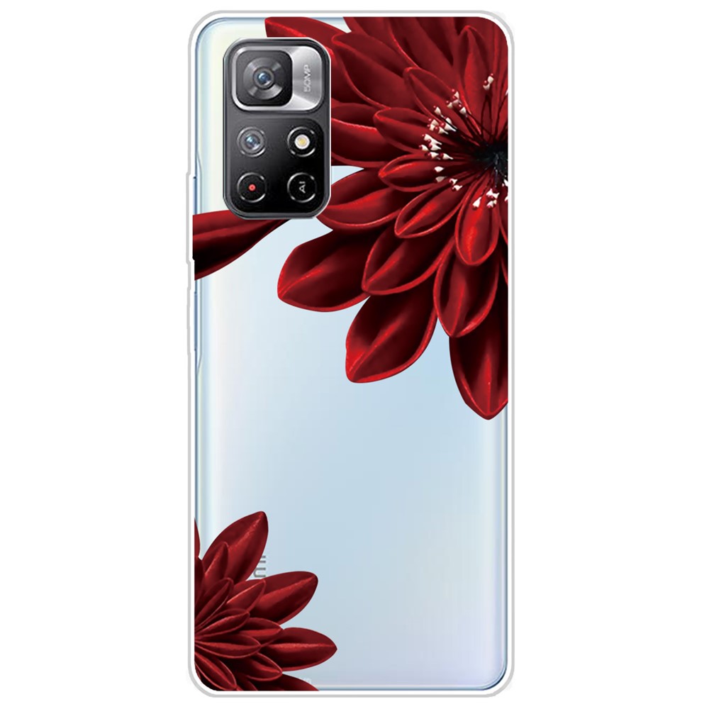 Pattern Printing Thin Light Soft TPU Phone Protective Case Shell for Xiaomi Redmi Note 11 Pro/Note 11 Pro+ - Red Flower-1