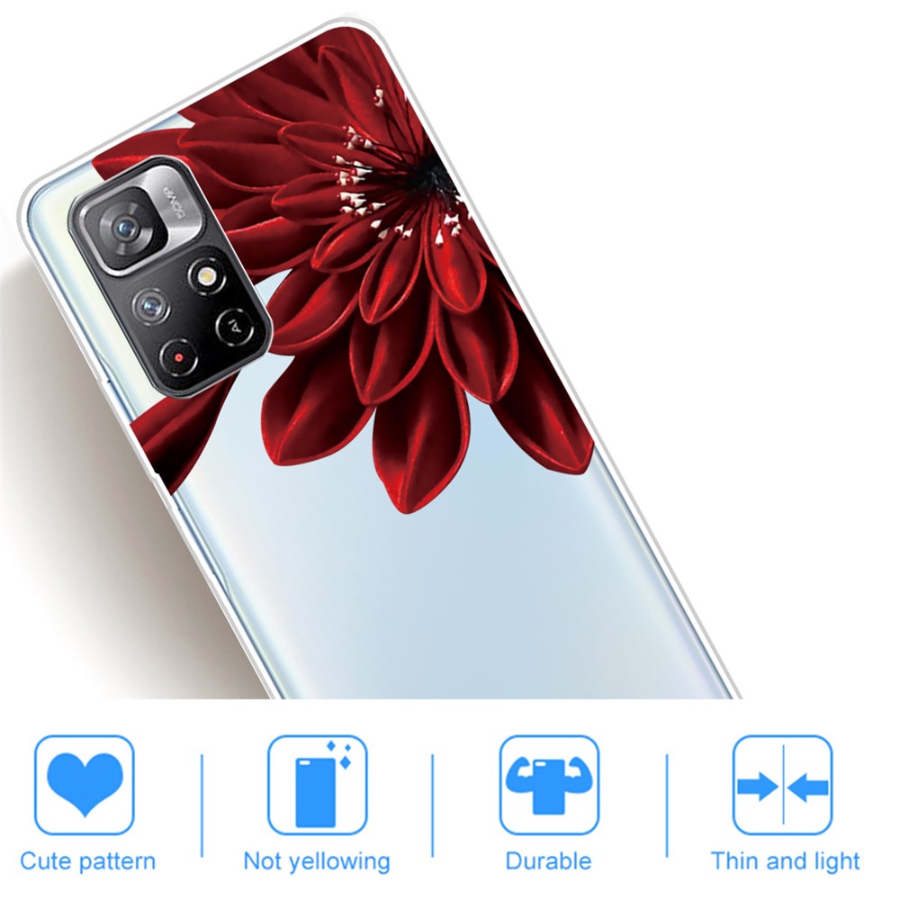 Pattern Printing Thin Light Soft TPU Phone Protective Case Shell for Xiaomi Redmi Note 11 Pro/Note 11 Pro+ - Red Flower-4