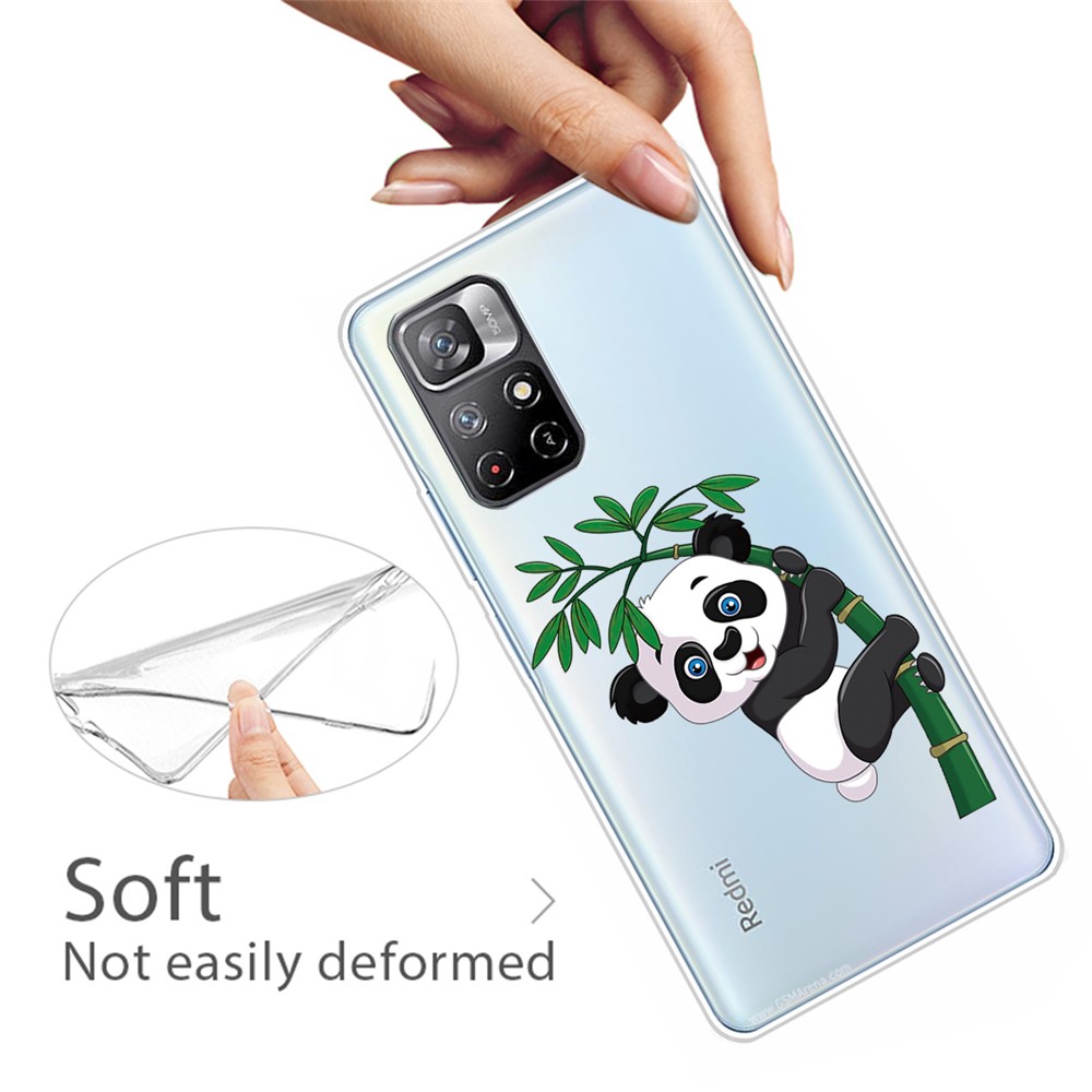 Pattern Printing Thin Light Soft TPU Phone Protective Case Shell for Xiaomi Redmi Note 11 Pro/Note 11 Pro+ - Panda Climbing Bamboo-3