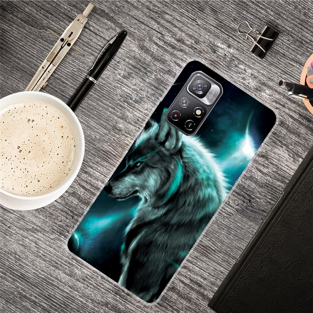 Pattern Printing Thin Light Soft TPU Phone Protective Case Shell for Xiaomi Redmi Note 11 Pro/Note 11 Pro+ - Wolf-2
