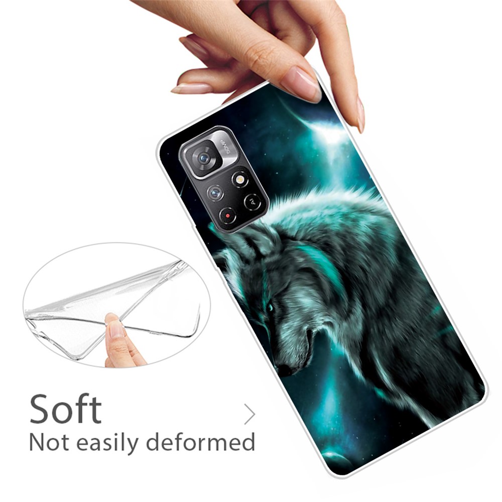 Pattern Printing Thin Light Soft TPU Phone Protective Case Shell for Xiaomi Redmi Note 11 Pro/Note 11 Pro+ - Wolf-3