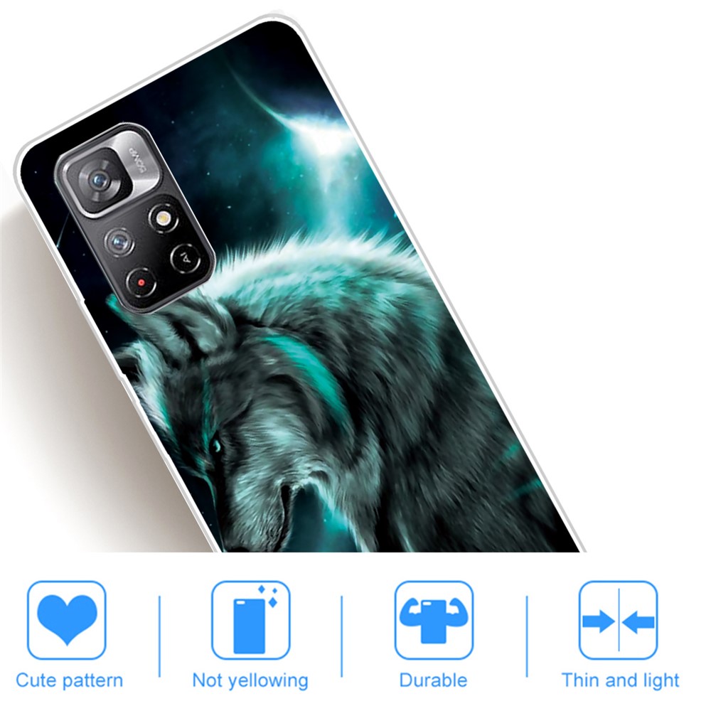 Pattern Printing Thin Light Soft TPU Phone Protective Case Shell for Xiaomi Redmi Note 11 Pro/Note 11 Pro+ - Wolf-4