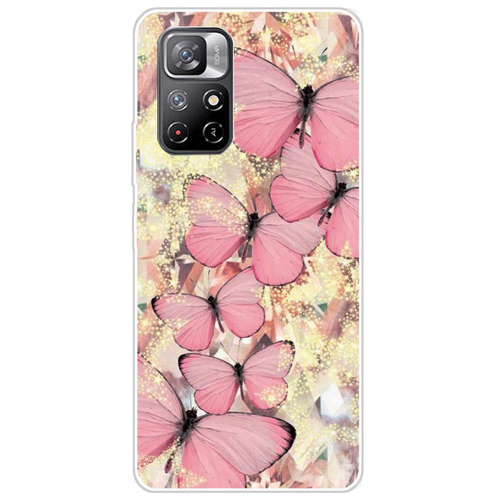 Pattern Printing Thin Light Soft TPU Phone Protective Case Shell for Xiaomi Redmi Note 11 Pro/Note 11 Pro+ - Pink Butterfly-1