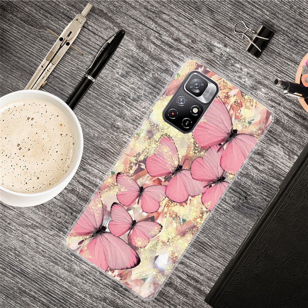 Pattern Printing Thin Light Soft TPU Phone Protective Case Shell for Xiaomi Redmi Note 11 Pro/Note 11 Pro+ - Pink Butterfly-2